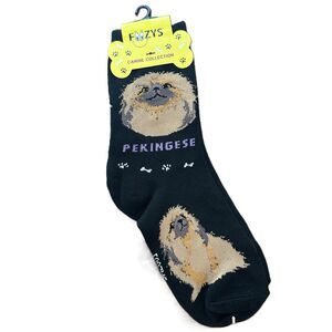 Foozys Pekingese Dog Print Casual Socks Black Women One Size